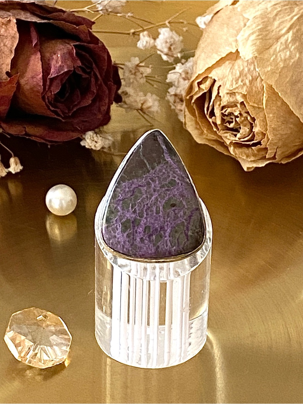 Natural Purpurite Hand Crafted Ring Size 5.75